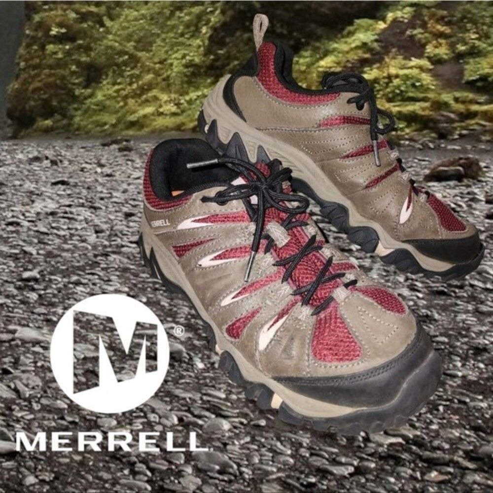 Merrell Womens Mojave Select Grip Waterproof Hiking Shoes Boulder Brown Red 8 US